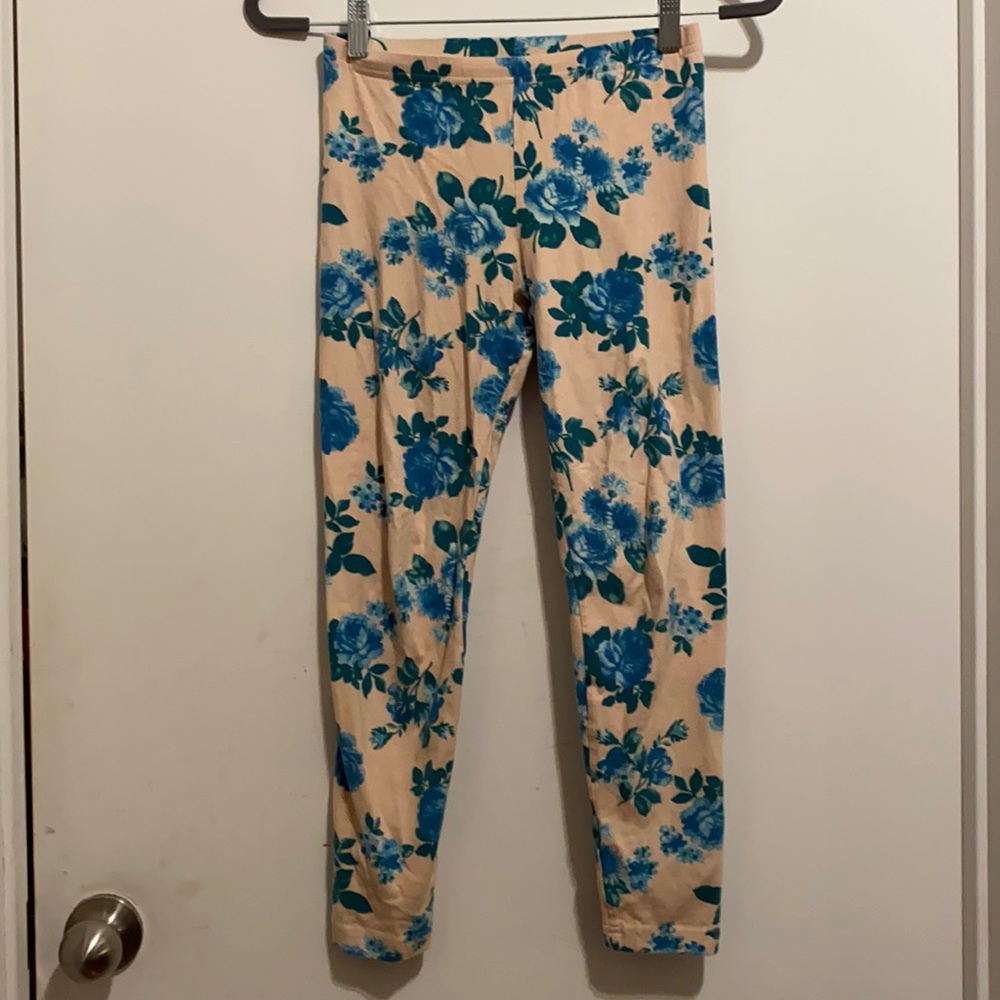 American Apparel pink floral leggings